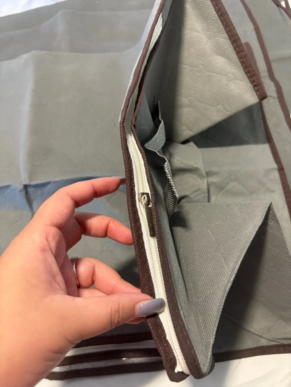 Gray storage organization bags